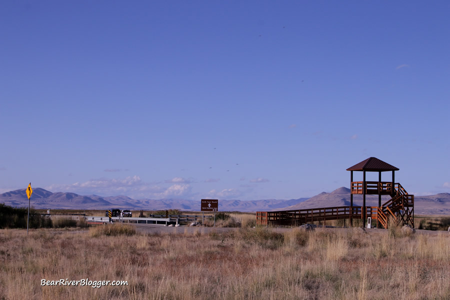 wildlife viewing tower on the bear river migratory bird refuge.
