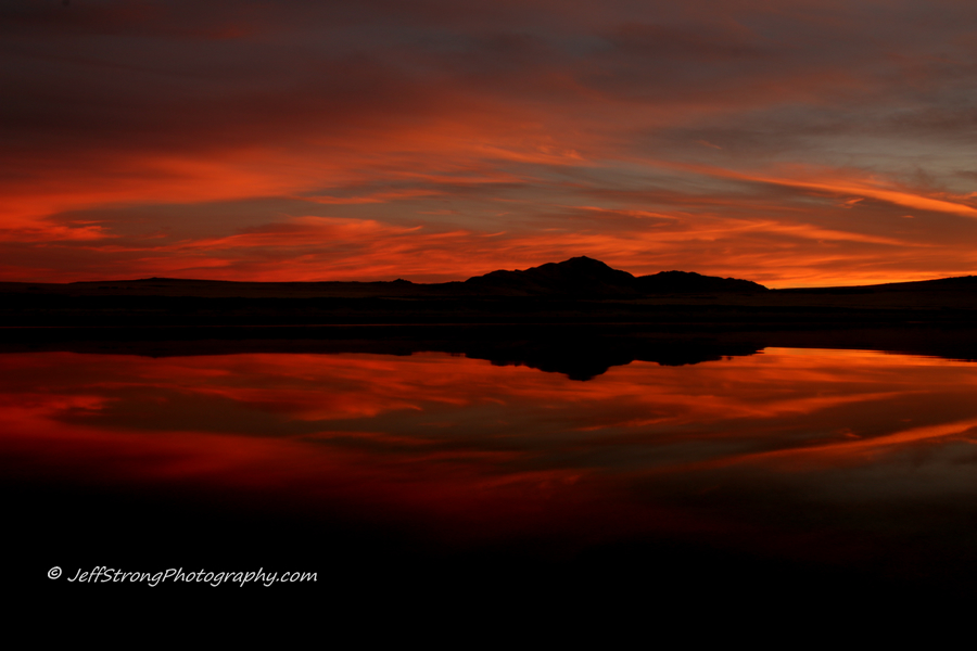 sunset over the great salt lake.