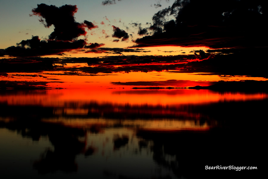 dark sunset on the great salt lake