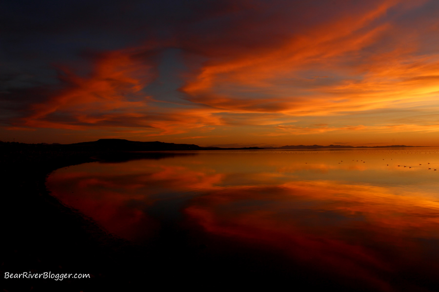 great salt lake sunset near Antelope Island