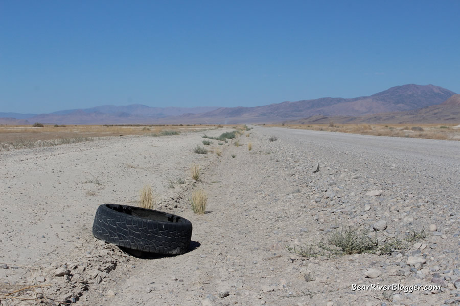 tire on the side of the pony express trail road