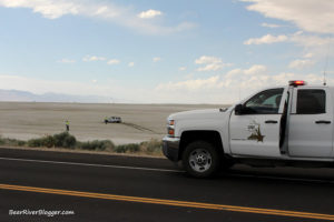 truck stuck on the great salt lake causeway