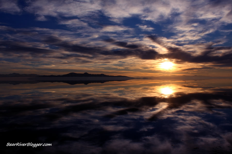 clouds and sunset over the great salt lake