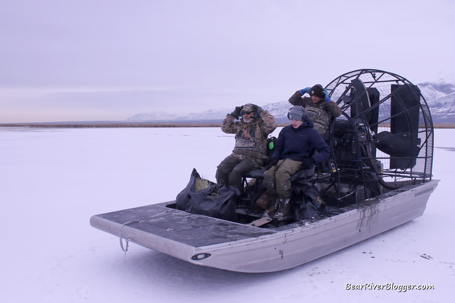 airboat at Farmington Bay out on the ice