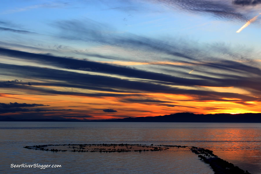 spiral jetty and a beautiful sunset