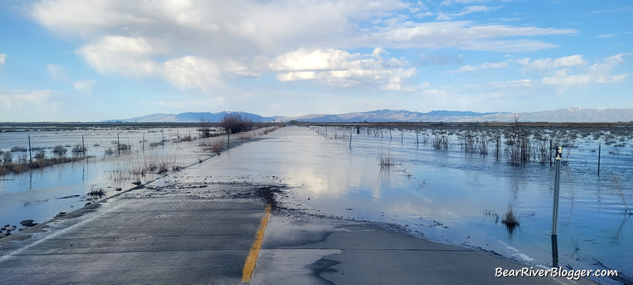 part of the bear river migratory bird refuge is flooding