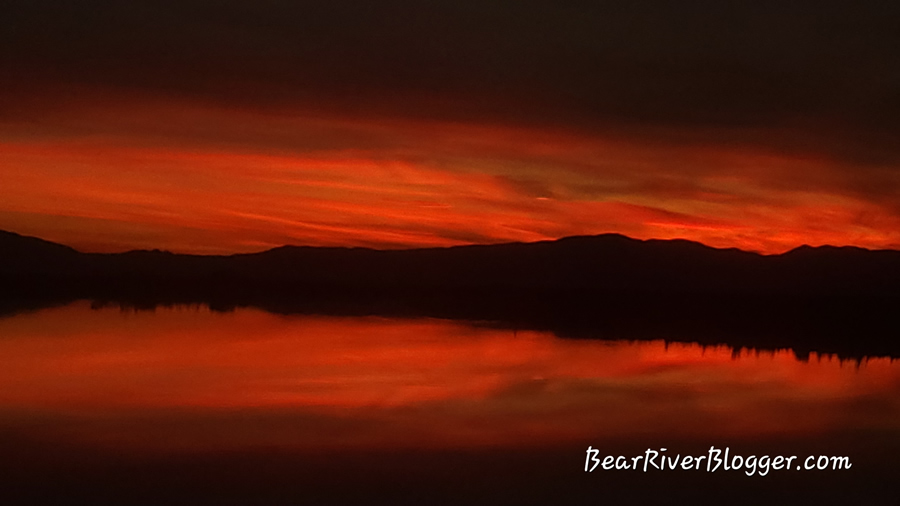 colorful sunset on the bear river migratory bird refuge.