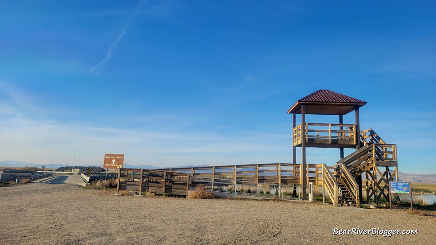 wildlife viewing tower on the bear river migratory bird refuge.