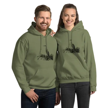 lone great blue heron unisex hoodie
