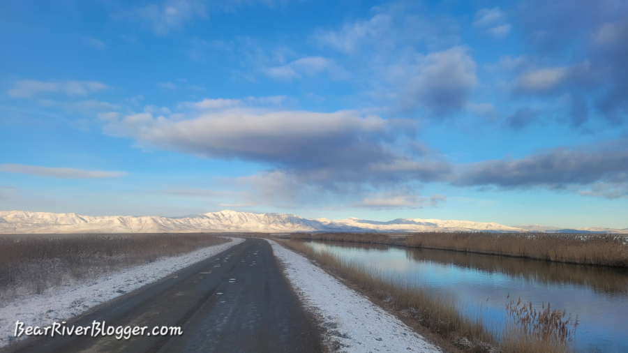Bear River Migratory Bird Refuge auto tour route during winter