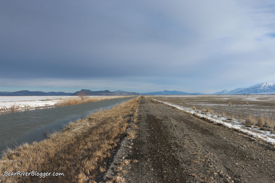 the first section of the temporary auto tour route on the bear river migratory bird refuge