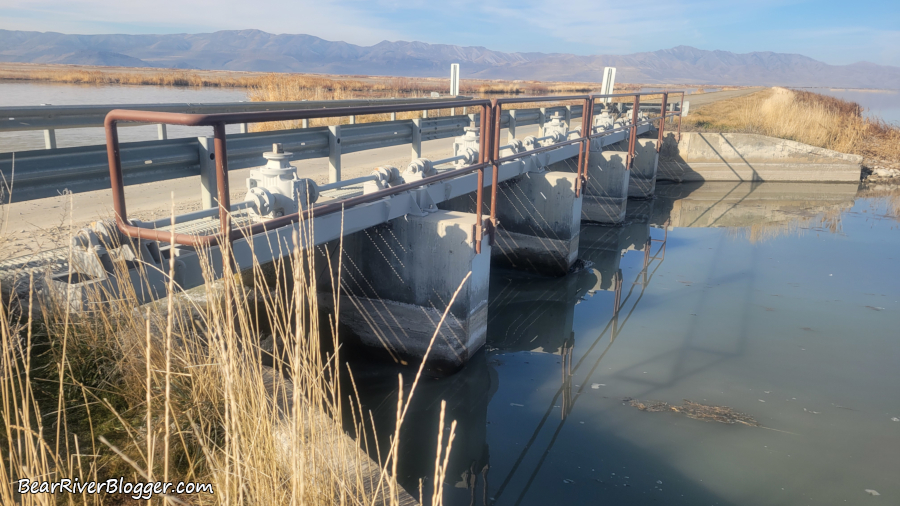 water control structure on the bear river migratory bird refuge auto tour route