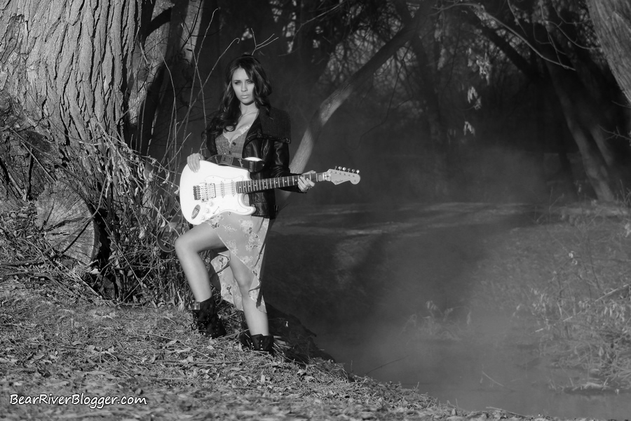 outdoor portrait photography near a focgy creek