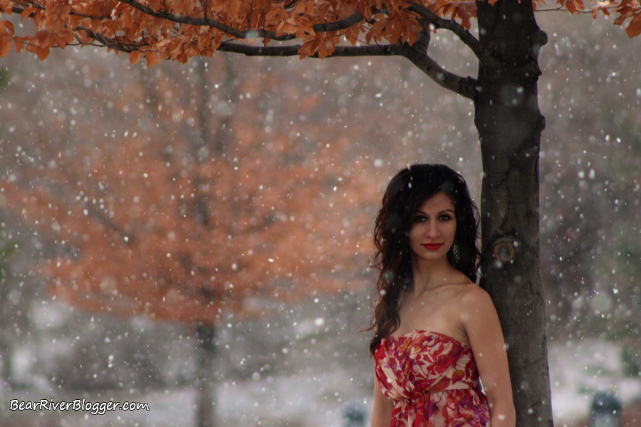 portrait photography in a snow storm