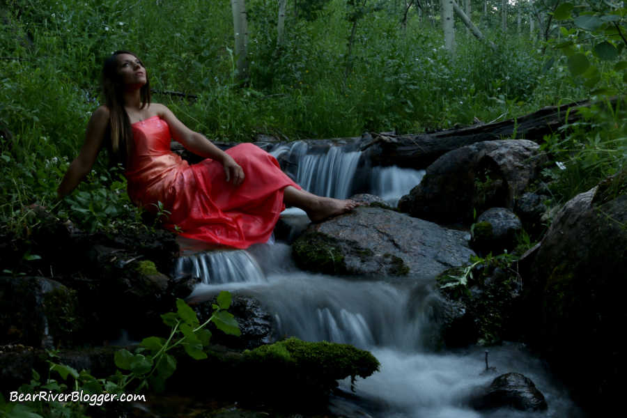 portrait photography session on a waterfall.