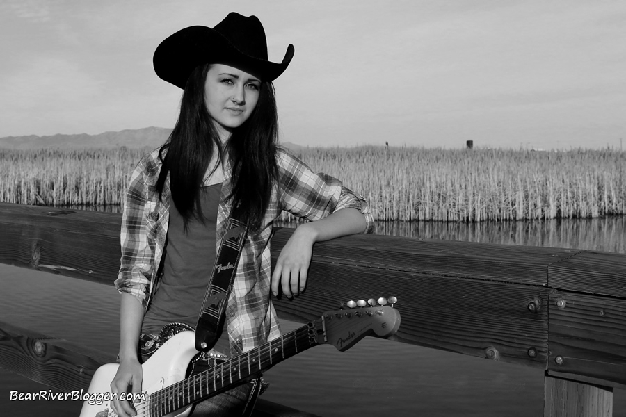 portrait photography session with a guitar