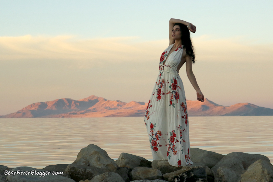 outdoor portrait photography against the Great Salt Lake