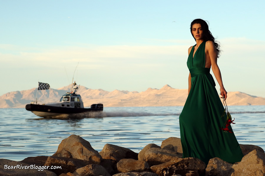 outdoor portrait photography on a lake with a boat